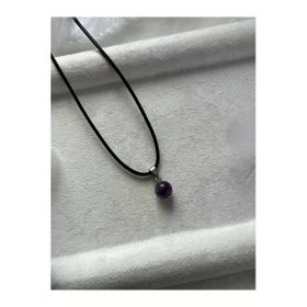 8 mm Ametist Taşı Deri İp Kolye
