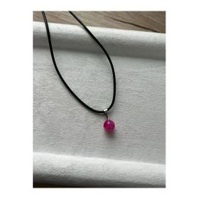 8 mm Pembe Akik Taşı Deri İp Kolye