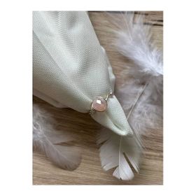 8 mm Pembe Kristal Taşı Gümüş Tel Yüzük