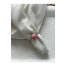8 mm Pembe Opal Taşı Ayarlanabilir Gümüş Tel Yüzük