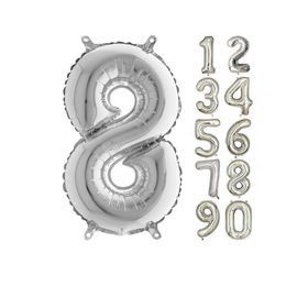 8 Rakam Gümüş 80 cm Folyo Balon
