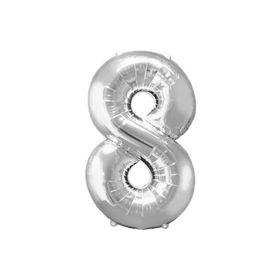 8 Rakam Gümüş 90 cm Folyo Balon