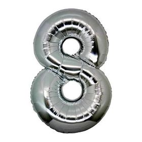 8 Rakamı Gümüş 90 cm Folyo Balon
