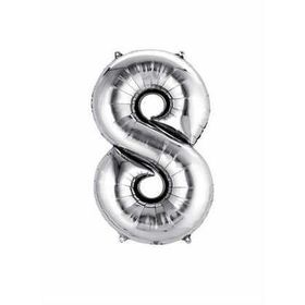 8 Rakamı Gümüş 90 cm Folyo Balon