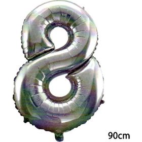8 Rakamı Gümüş 90 cm Folyo Balon