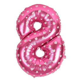 8 Rakamı Pembe 40 cm Folyo Balon