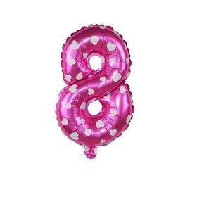 8 Rakamı Pembe 40 cm Folyo Balon