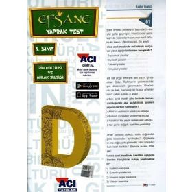 8.Sınıf Din Kültürü ve Ahlak Bilgisi Çek Kopart Yaprak Test - Açı Yayınları