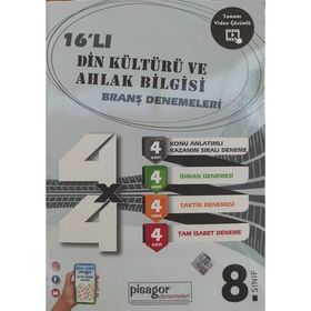8.sınıf Din Kültürü Ve Ahlak Bilgisi Pisagor 16'lı Branş Denemeleri -Zeka Küpü Yayınları