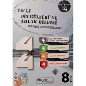 8.sınıf Din Kültürü Ve Ahlak Bilgisi Pisagor 16'lı Branş Denemeleri -Zeka Küpü Yayınları