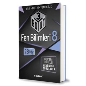 8. Sınıf Fen Bilimleri 3 Boyut Yeni Nesil Sorularla-Tudem Yayınları