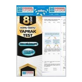8.Sınıf Fen Bilimleri Konu Özetli Yaprak Test Evrensel İletişim Yayınları