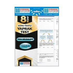 8.Sınıf Fen Bilimleri Konu Özetli Yaprak Test Evrensel İletişim Yayınları