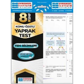 8.Sınıf Fen Bilimleri Konu Özetli Yaprak Test Evrensel İletişim Yayınları