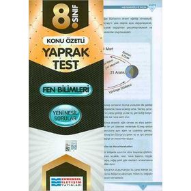 8.Sınıf Fen Bilimleri Konu Özetli Yaprak Test Evrensel İletişim Yayınları