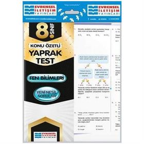 8. Sınıf Fen Bilimleri Yeni Nesil Video Çözümlü Yaprak Test-Evrensel İletişim Yayınları