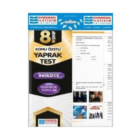 8. Sınıf İngilizce Konu Özetli Yaprak Test Evrensel İletişim Yayınları