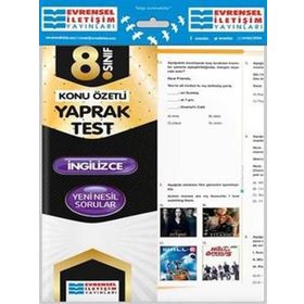 8. Sınıf İngilizce Konu Özetli Yaprak Test Evrensel İletişim Yayınları