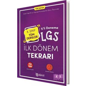8. Sınıf LGS İlk Dönem Tekrarı Tüm Dersler 5'li Deneme-4 Adım Yayıncılık