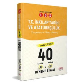 8. Sınıf LGS İnkılap Tarihi 40 Deneme Sınavı Editör Yayınları
