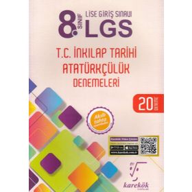 8. Sınıf LGS T.C. İnkılap Tarihi Atatürkçülük 20 Deneme Karekök Yayınları