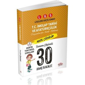 8. Sınıf LGS T.C. İnkılap Tarihi ve Atatürkçülük 30 Deneme Sınavı Editör Yayınları