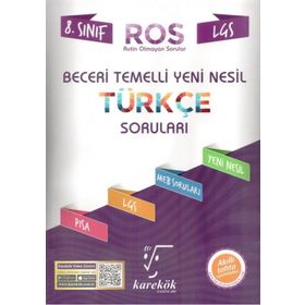 8. Sınıf LGS Türkçe Beceri Temelli Yeni Nesil Sorular Ros Karekök Yayınları