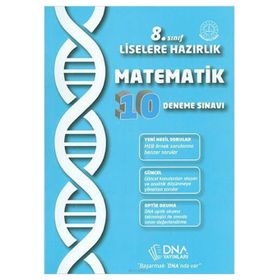 8. Sınıf Liselere Hazırlık Matematik 10 Deneme Sınavı DNA Yayınları