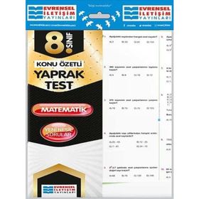 8.Sınıf Matematik Konu Özetli Yaprak Test Evrensel İletişim Yayınları