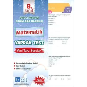 8. Sınıf Matematik Yaprak Test Bulut Eğitim ve Kültür Yayınları