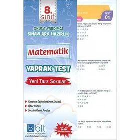 8. Sınıf Matematik Yaprak Test Bulut Eğitim ve Kültür Yayınları