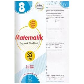 8. Sınıf Matematik Yaprak Test Palme Yayınları