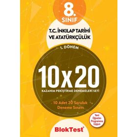8. Sınıf T.C. İnkılap Tarihi ve Atatürkçülük 10x20 Deneme 1.Dönem-Tudem Yayınları