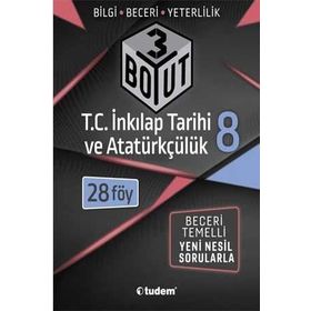 8. Sınıf T.C. İnkılap Tarihi ve Atatürkçülük 3 Boyut 28'li Föy-Tudem Yayınları