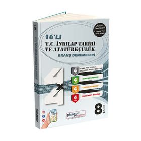 8.sınıf T.c. İnkılap Tarihi Ve Atatürkçülük Pisagor 16'lı Branş Denemeleri - Zeka Küpü Yayınları