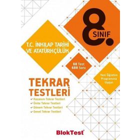 8. Sınıf T.C. İnkılap Tarihi ve Atatürkçülük Tekrar Testleri Bloktest Yayınları