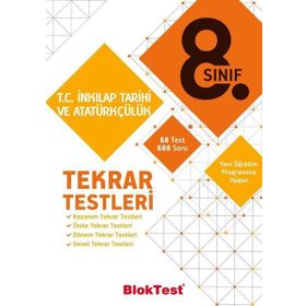 8. Sınıf T.C. İnkılap Tarihi ve Atatürkçülük Tekrar Testleri Bloktest Yayınları