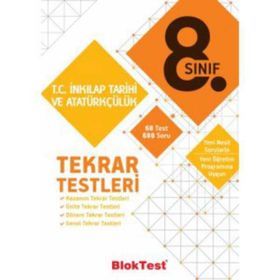 8. Sınıf T.C. İnkılap Tarihi ve Atatürkçülük Tekrar Testleri Bloktest Yayınları