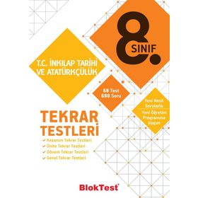 8. Sınıf T.C. İnkılap Tarihi ve Atatürkçülük Tekrar Testleri Bloktest Yayınları