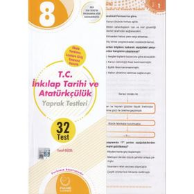 8. Sınıf T.C. İnkılap Tarihi ve Atatürkçülük Yaprak Test Palme Yayınları