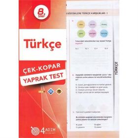 8. Sınıf Türkçe Çek Kopar Yaprak Test-4Adım Yayınları