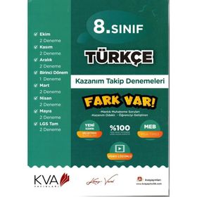 8. Sınıf Türkçe Fark Var Kazanım Takip Denemeleri - Koray Varol Akademi Yayınları