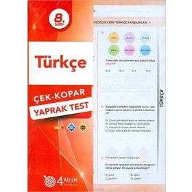 8. Sınıf Türkçe Yaprak Test/4 Adım Yayınları