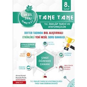 8. Sınıf Yeşil Tane Tane T.C. İnkılap Tarihi ve Atatürkçülük Soru Bankası Nartest Yayınevi