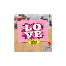 8027375 Çiçekli Zeminde Love Yazılı 99 Parça Puzzle Yapboz Tablo