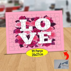 8027375 Çiçekli Zeminde Love Yazılı 99 Parça Puzzle Yapboz Tablo