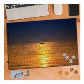 803 Gün Batımı Yansıması Tekne 240 Parça Puzzle Yapboz Tablo
