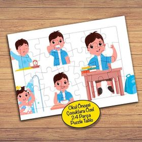 80328110 Uyku Yemek Alışkanlığı Çocuklara Özel Puzzle Yapboz Tablo