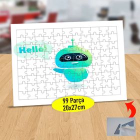 80328195 Hello Yazılı Sevimli Robot 99 Parça Puzzle Yapboz Tablo