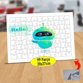 80328195 Hello Yazılı Sevimli Robot 99 Parça Puzzle Yapboz Tablo